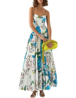 Aje Botanical Tiered Maxi Dress Cool Camelia Blue Floral Size AU 8 for rent on The Volte - image 1