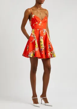 Zimmermann The Alight Flare Mini Dress in Red Floral Size 0/Au 8  for rent on The Volte - image 1