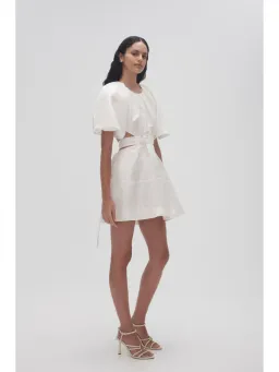 Aje Mimosa Cut Out Mini Dress in Ivory White Size AU 12 for rent on The Volte - image 5