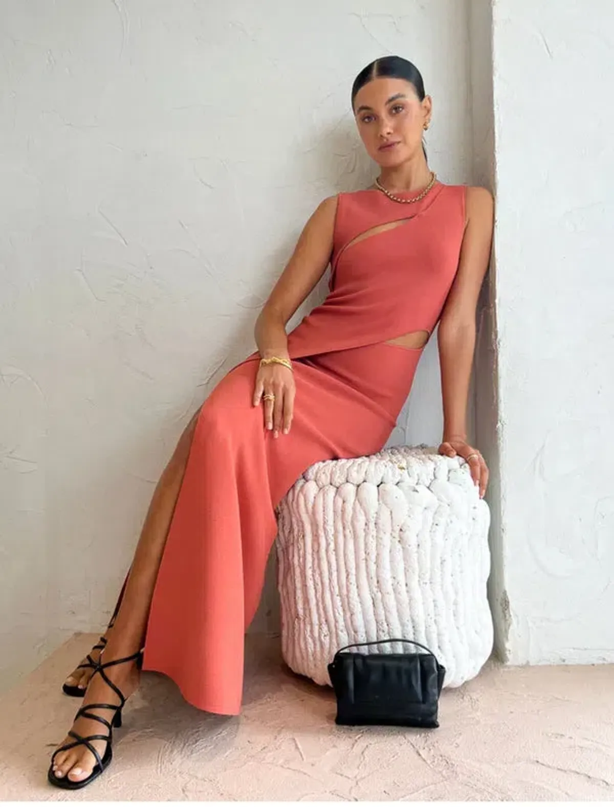 Sir the Label Nadja Cut Out Dress in Coral Size 0 / AU 6 for rent on The Volte - main image