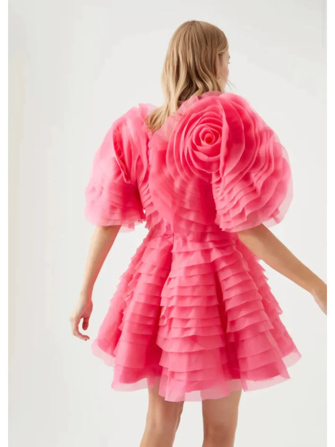 Aje Armour Ruffle Mini Dress Pink Size AU 14 for rent on The Volte - main image
