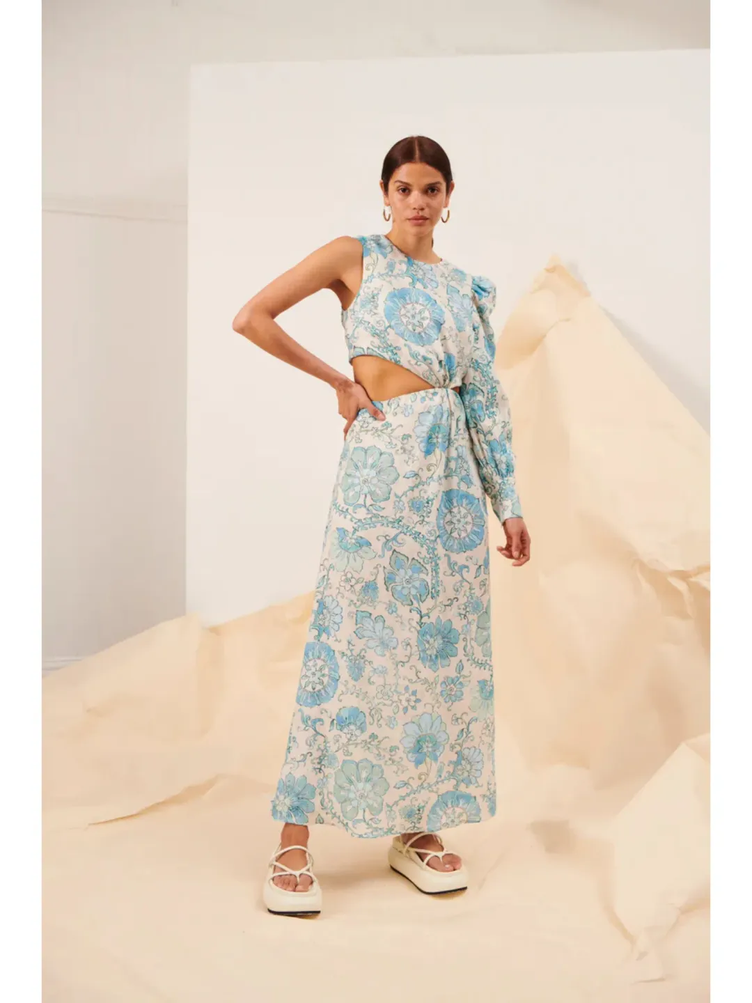 Kate Ford Nemea Opened Gown Floral Print Size AU 4 for rent on The Volte - main image