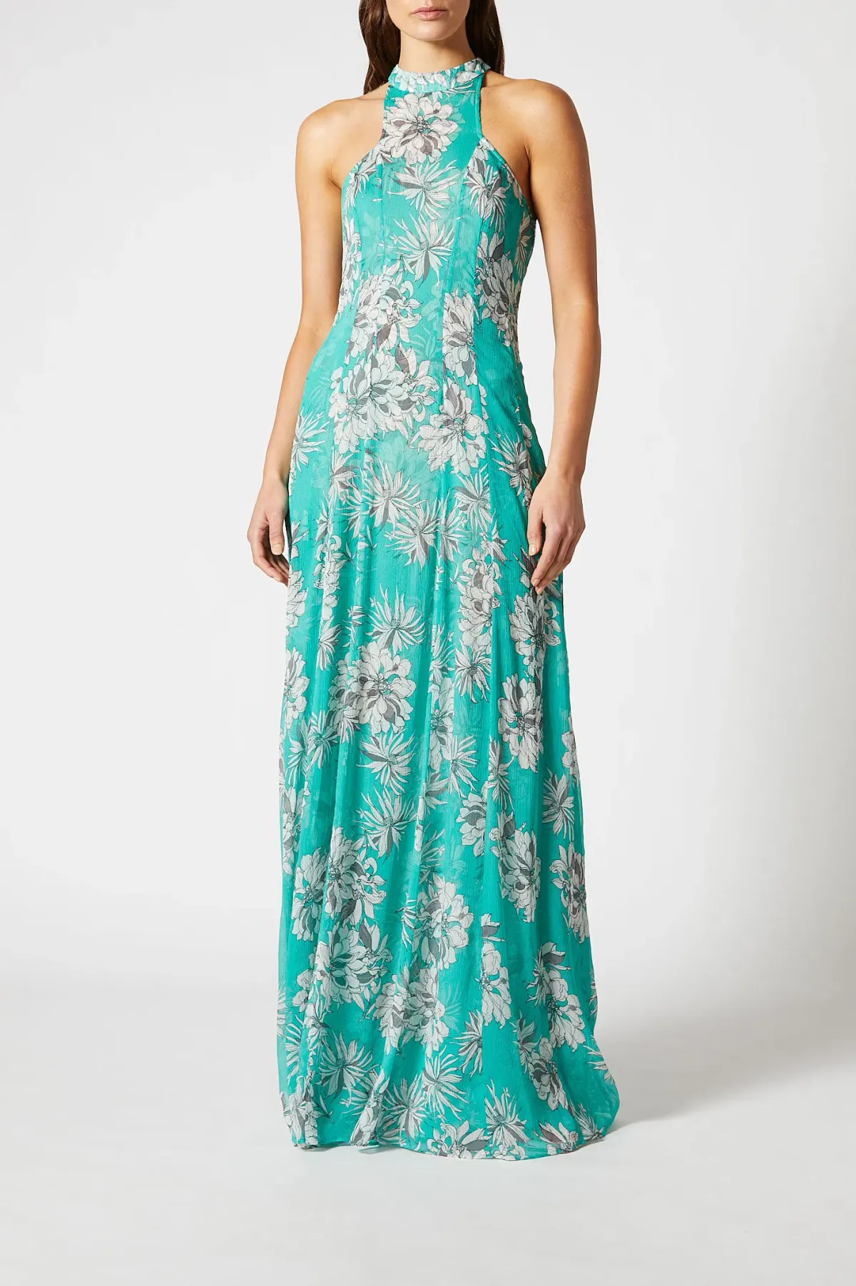 Scanlan Theodore Silk Georgette Floral Dress Spearmint Size AU 8 for rent on The Volte - main image