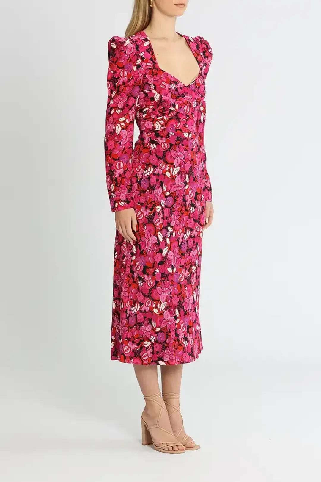 Rebecca Vallance Bramble Midi Dress in Pink Floral Size 8 for rent on The Volte - main image