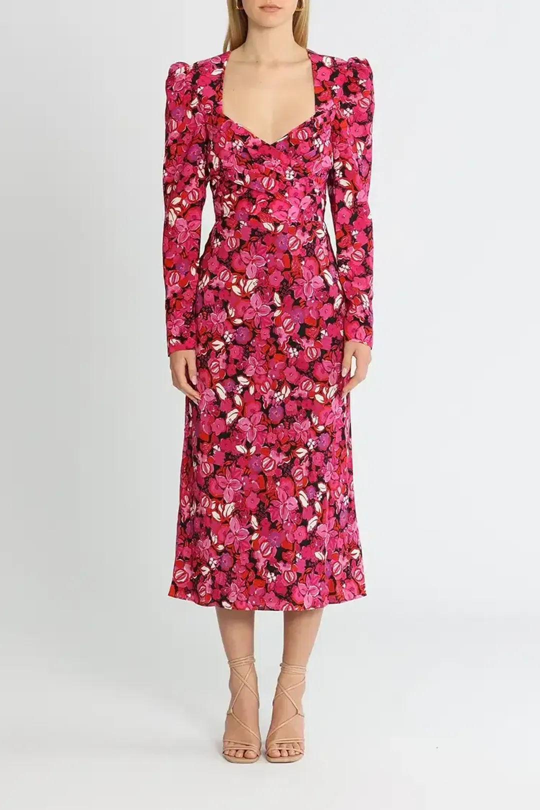 Rebecca Vallance Bramble Midi Dress Pink Floral Size 12 for rent on The Volte - main image
