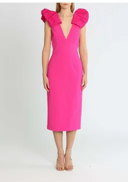 Rebecca Vallance Cupid's Bow Midi Dress Pink Size 12 for rent on The Volte - image 1