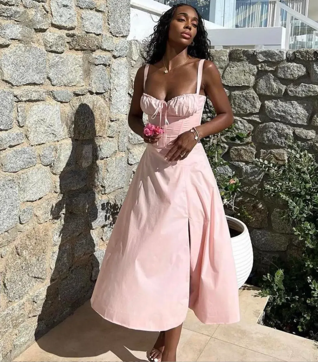 House of CB Carmen Bustier Sun Dress Baby Pink Size XS / AU 6-8 for rent on The Volte - main image