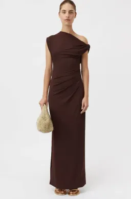 Camilla and Marc Annalise Draped Maxi Dress Chocolate Brown Size 8 for rent on The Volte - image 2
