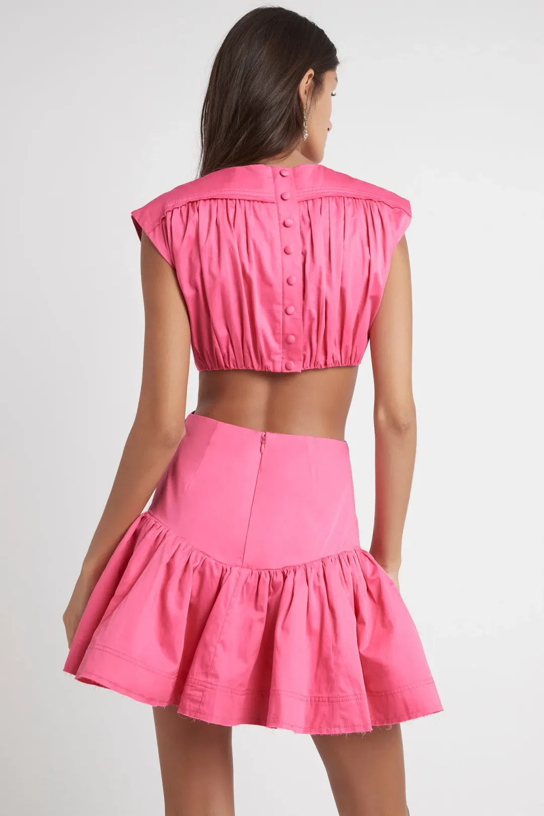 Aje Solstice Cut Out Ring Flip Mini Dress Hot Pink Size 8 for rent on The Volte - main image