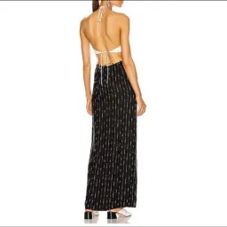 Dion Lee Pinstripe Tie Gown Black/Ivory Size 8 for rent on The Volte - image 2