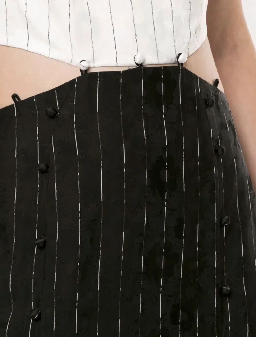 Dion Lee Pinstripe Tie Gown Black/Ivory Size 8 for rent on The Volte - main image