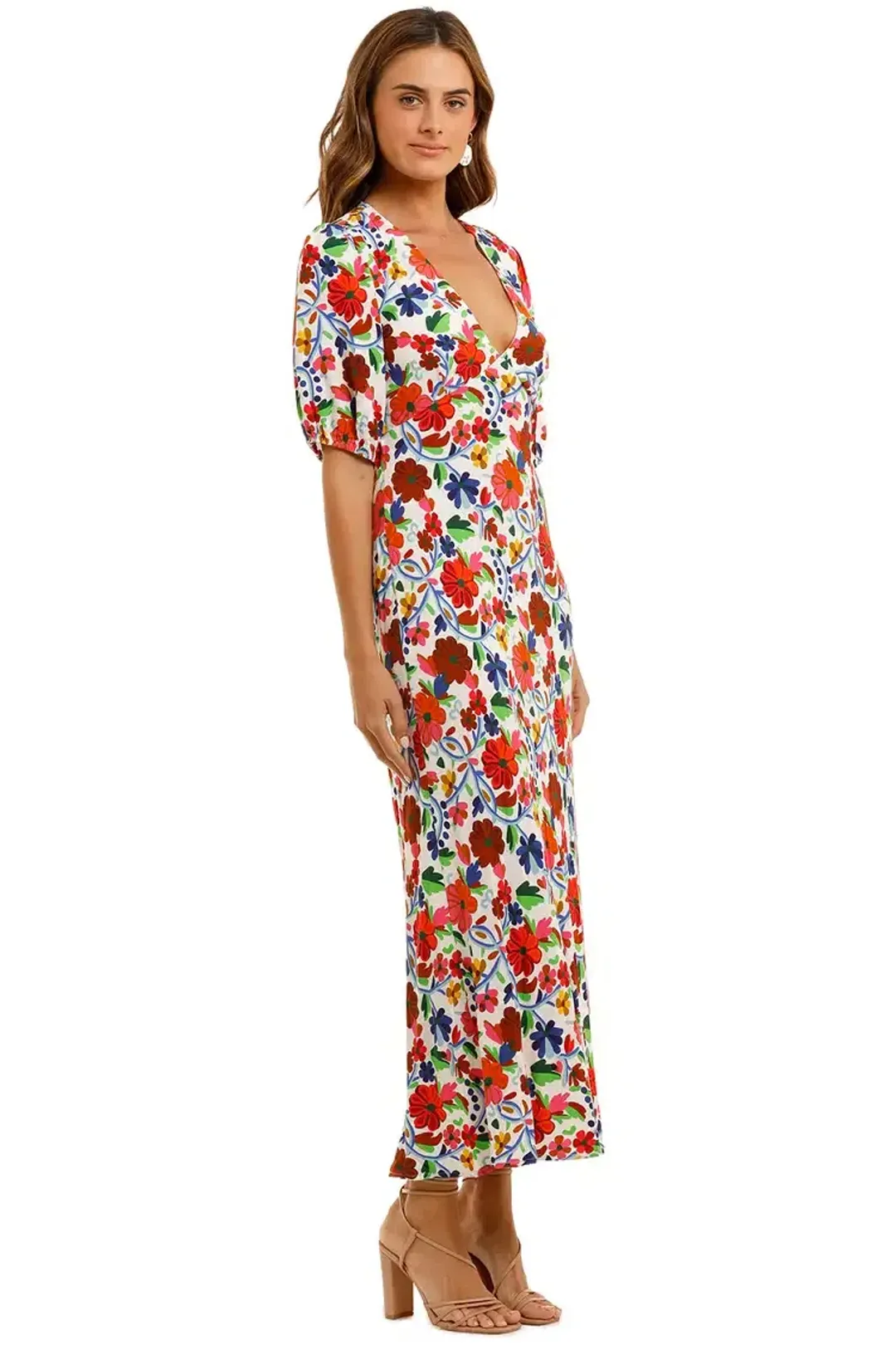 Rixo London Steph Crepe Midi Dress Floral Size 10 for rent on The Volte - main image