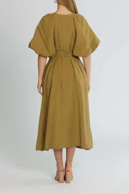Aje Evermore Midi Dress Olive Green Size 8 for rent on The Volte - image 3