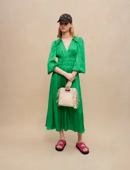 Maje Riannette Dress Midi Green Size 34 / AU 6 for rent on The Volte - image 1