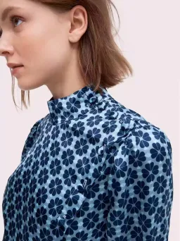 Kate Spade New York Flower Silk Mini Dress Blue Size 6 for rent on The Volte - image 4