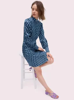 Kate Spade New York Flower Silk Mini Dress Blue Size 6 for rent on The Volte - image 2