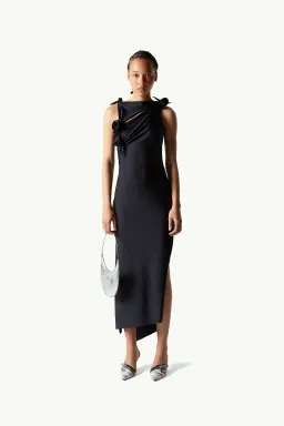 Coperni Asymmetric Flower Midi Dress Black (Size M/AU 6-8) for rent on The Volte - image 1