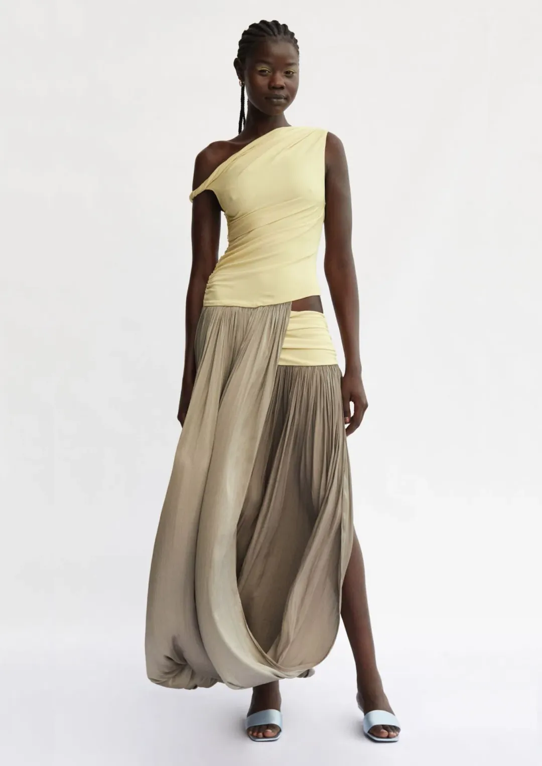 Bec & Bridge Serene Boatneck Maxi Dress in Yellow Citrus/Taupe Size 8 for rent on The Volte - main image