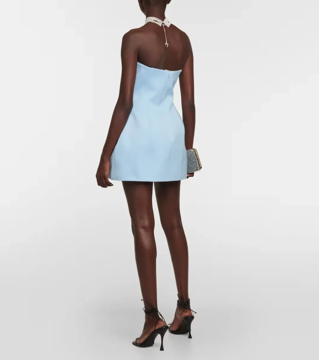 Magda Butrym Appliqué Cutout Wool Minidress Blue Size 8  for rent on The Volte - main image