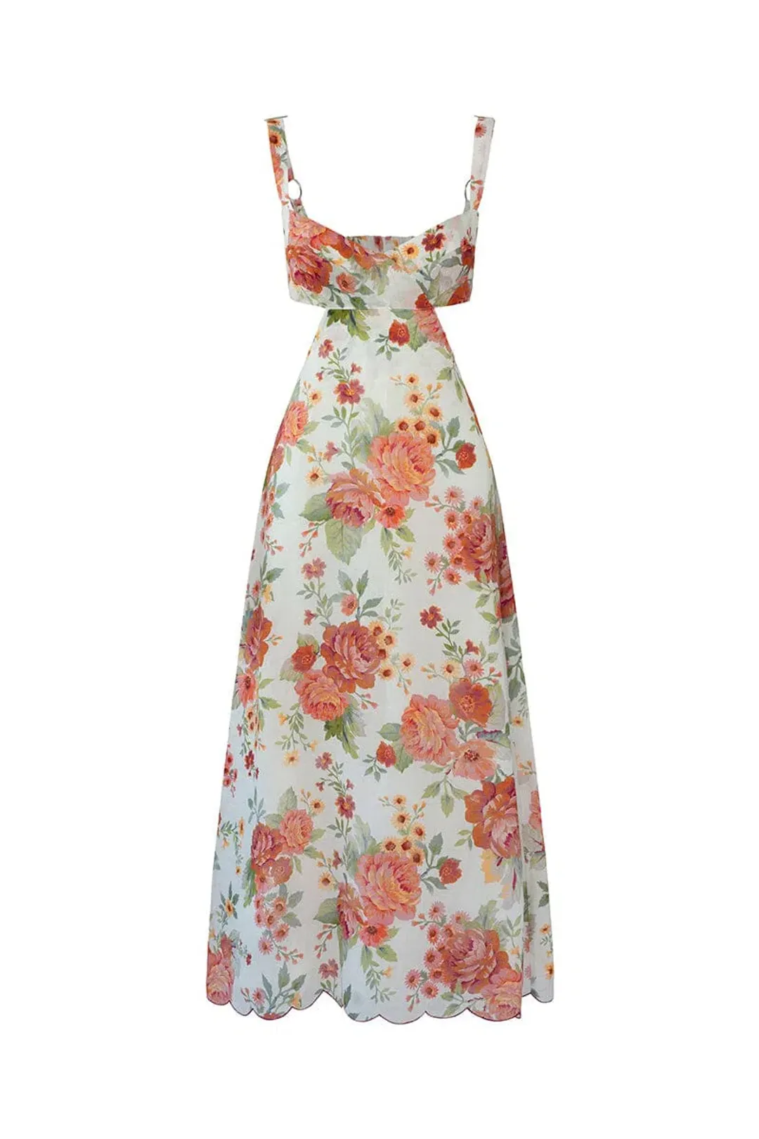Sofia the Label Delilah Cut Out Midi Dress in Sunset Floral Size 8  for rent on The Volte - main image