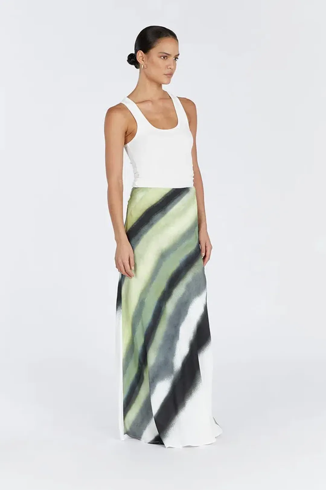 Dissh Athena Slip Maxi Skirt Green Multi Size XS for rent on The Volte - main image