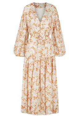 Shona Joy Flor Balloon Sleeve Drawstring Midi Dress Floral Size 12 for rent on The Volte - image 7