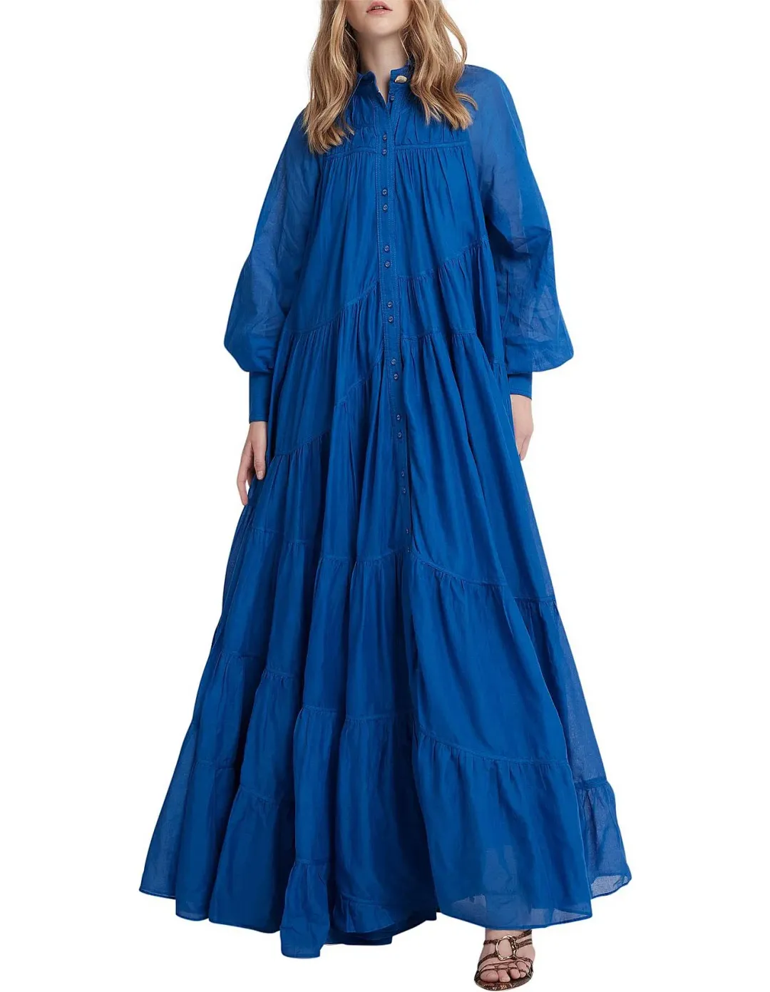 Aje Musing Smock Maxi Dress Blue Size 8 for rent on The Volte - main image