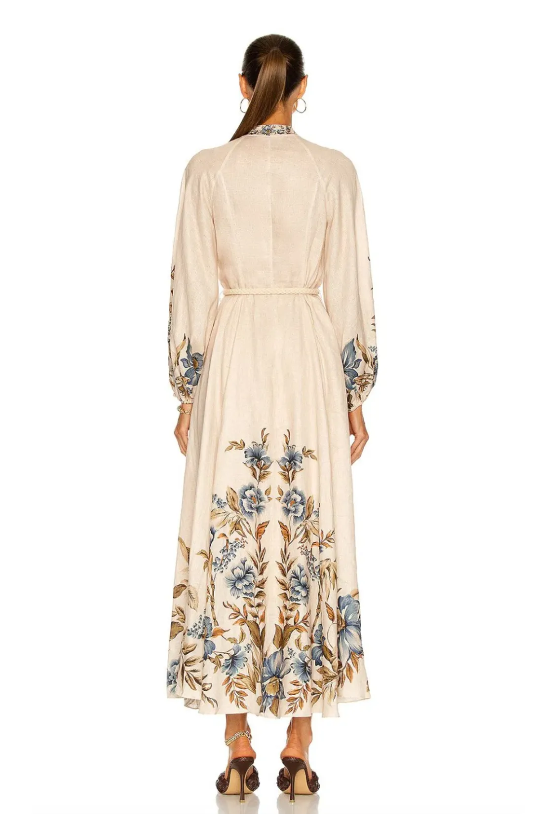 Zimmermann Aliane Billow Long Dress Khaki Floral Size 1 / AU 10 for rent on The Volte - main image