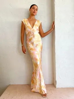 Bec & Bridge Indi V Maxi Dress Floral Haze Size AU 8 for rent on The Volte - image 1