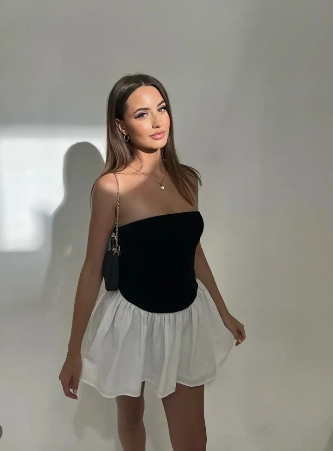 Arcina Ori Celine Mini Dress Black/Cream Size AU 8 for rent on The Volte - main image