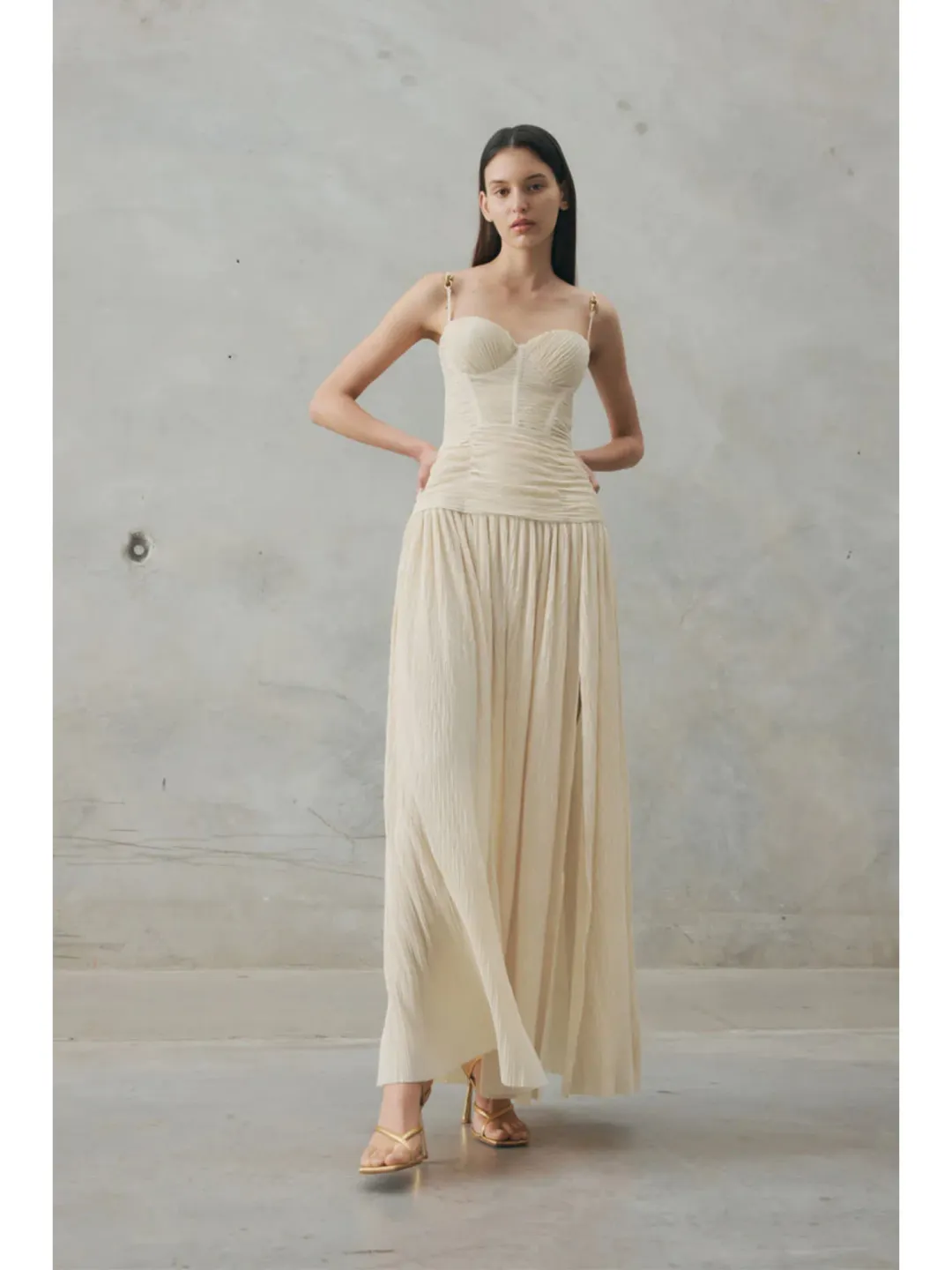 Manning Cartell Double Time Pleat Dress Nougat Size AU 10 for rent on The Volte - main image