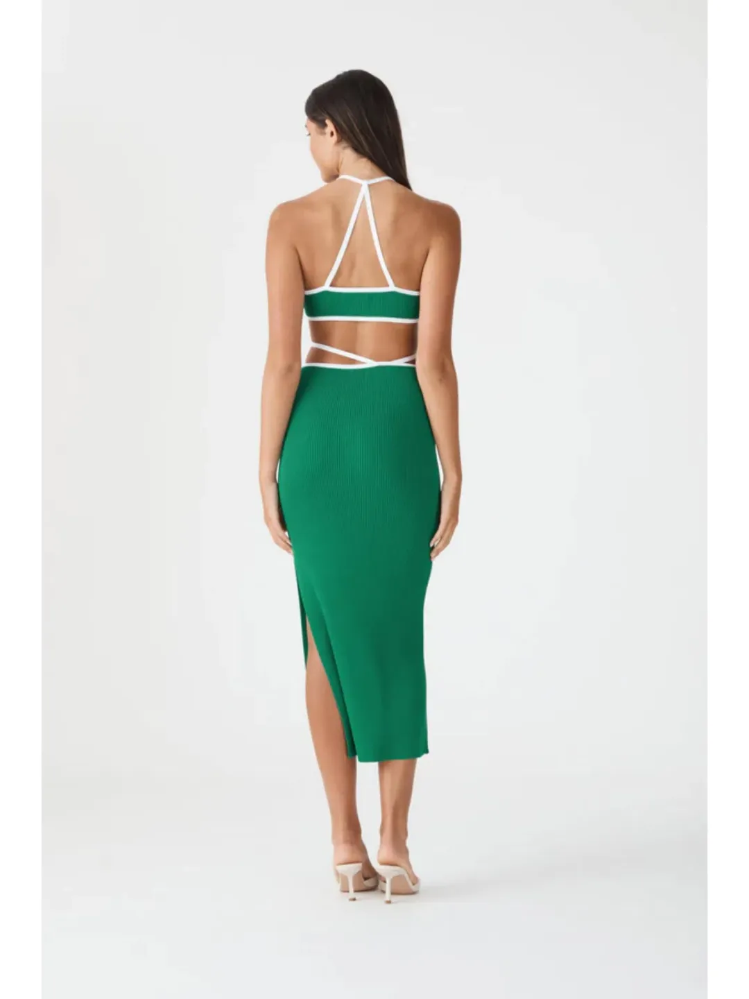 San Slone Gabby Midi Dress Green Size XS / AU 6  for rent on The Volte - main image