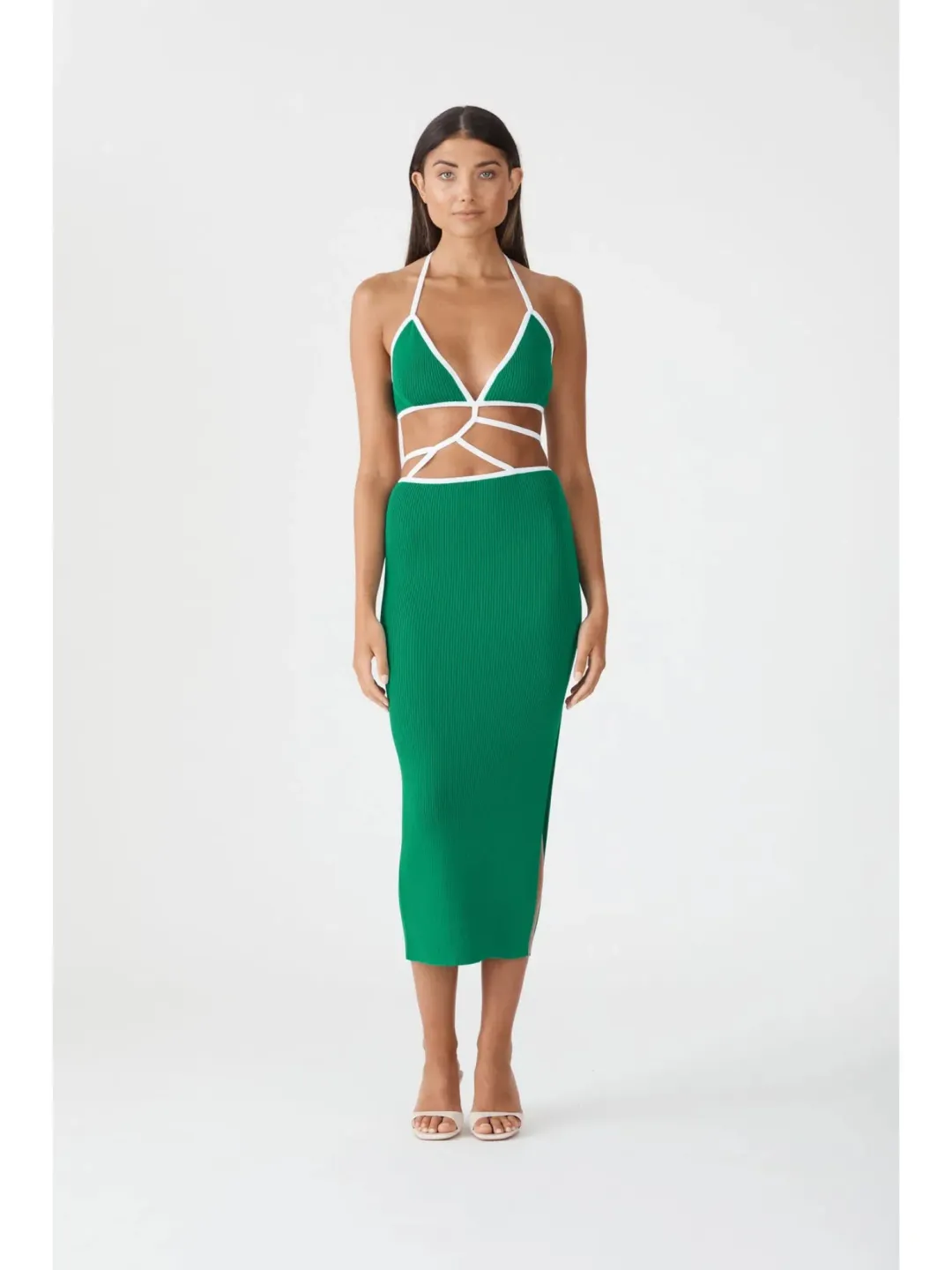 San Slone Gabby Midi Dress Green Size XS / AU 6  for rent on The Volte - main image