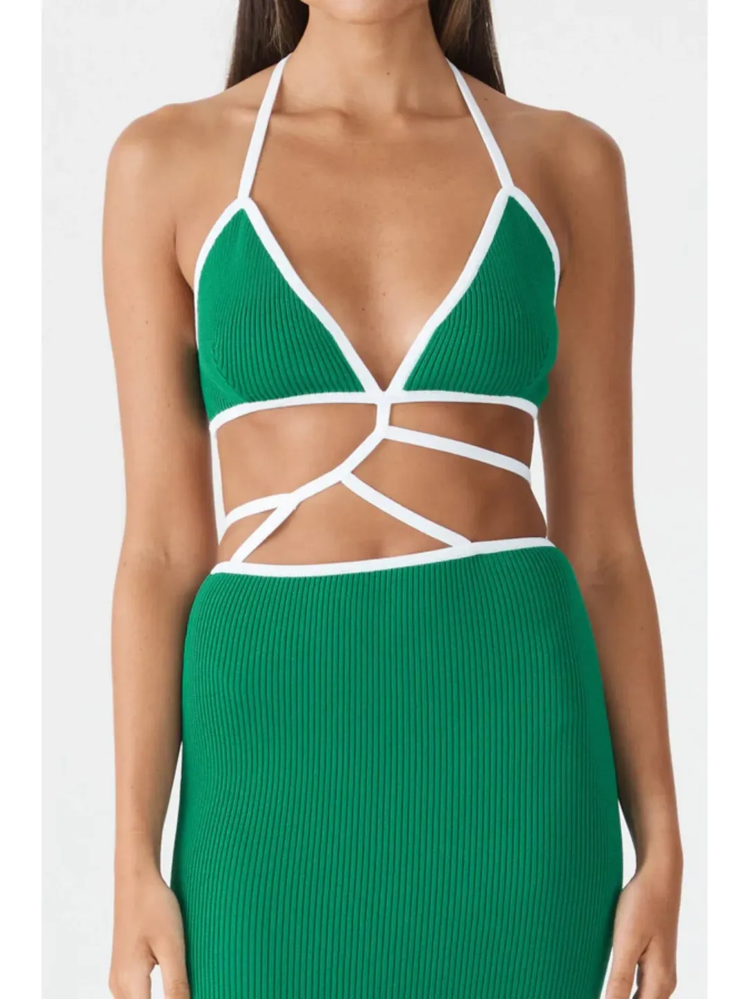 San Slone Gabby Midi Dress Green Size XS / AU 6  for rent on The Volte - main image