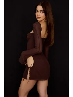 House Of CB Chiffon Dress in Chocolate Brown Size Small / AU 8 for rent on The Volte - image 3