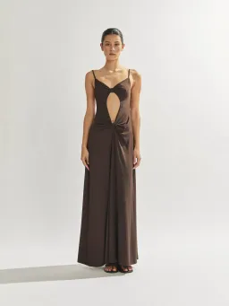 One Mile Sammy Maxi Dress in Brown Size AU 8 for rent on The Volte - image 1