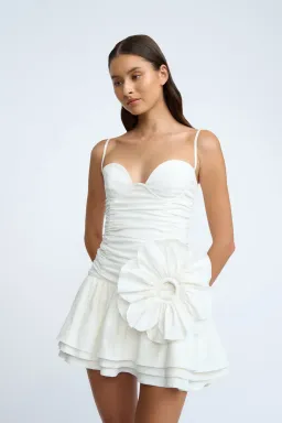 By Johnny Samantha Ruffle Mini Dress Ivory Size 8 for rent on The Volte - image 3
