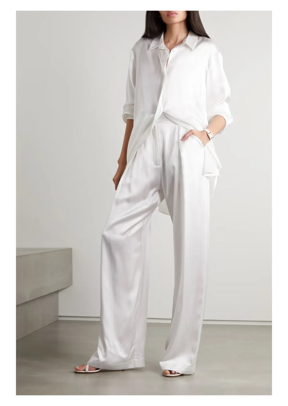 Michael Lo Sordo Relaxed Silk Boy Pant White Size AU 8  for rent on The Volte - main image