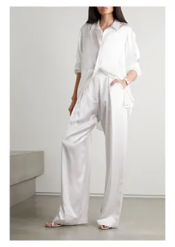 Michael Lo Sordo Relaxed Silk Boy Pant White Size AU 8  for rent on The Volte - image 1