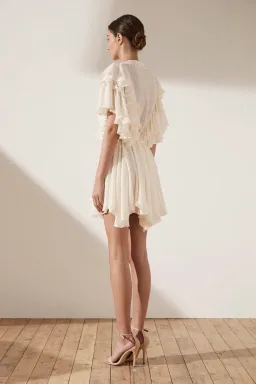 Shonya Joy Stella Ruffle Drawstring Dress Cream Size 12 for rent on The Volte - image 3