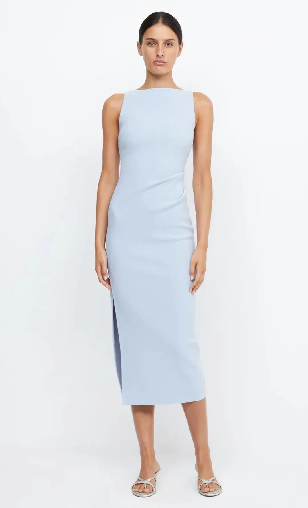 Bec & Bridge Be Mine Tuck Midi Dress Dusty Blue Size 8 for rent on The Volte - main image