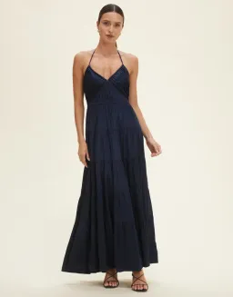 Minima Esenciales Sarai Halter Neck Tiered Maxi Dress Navy Size 8 for rent on The Volte - image 2