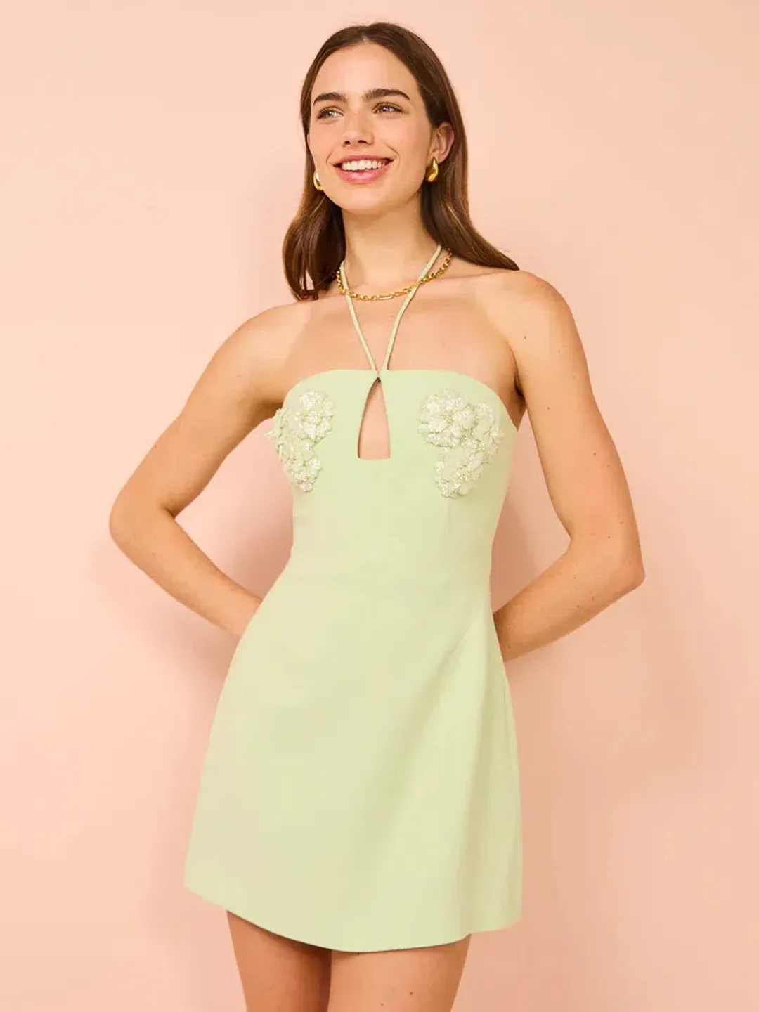 Rachel Gilbert Lucie Mini Dress In Seafoam Size 2 / AU 10  for rent on The Volte - main image