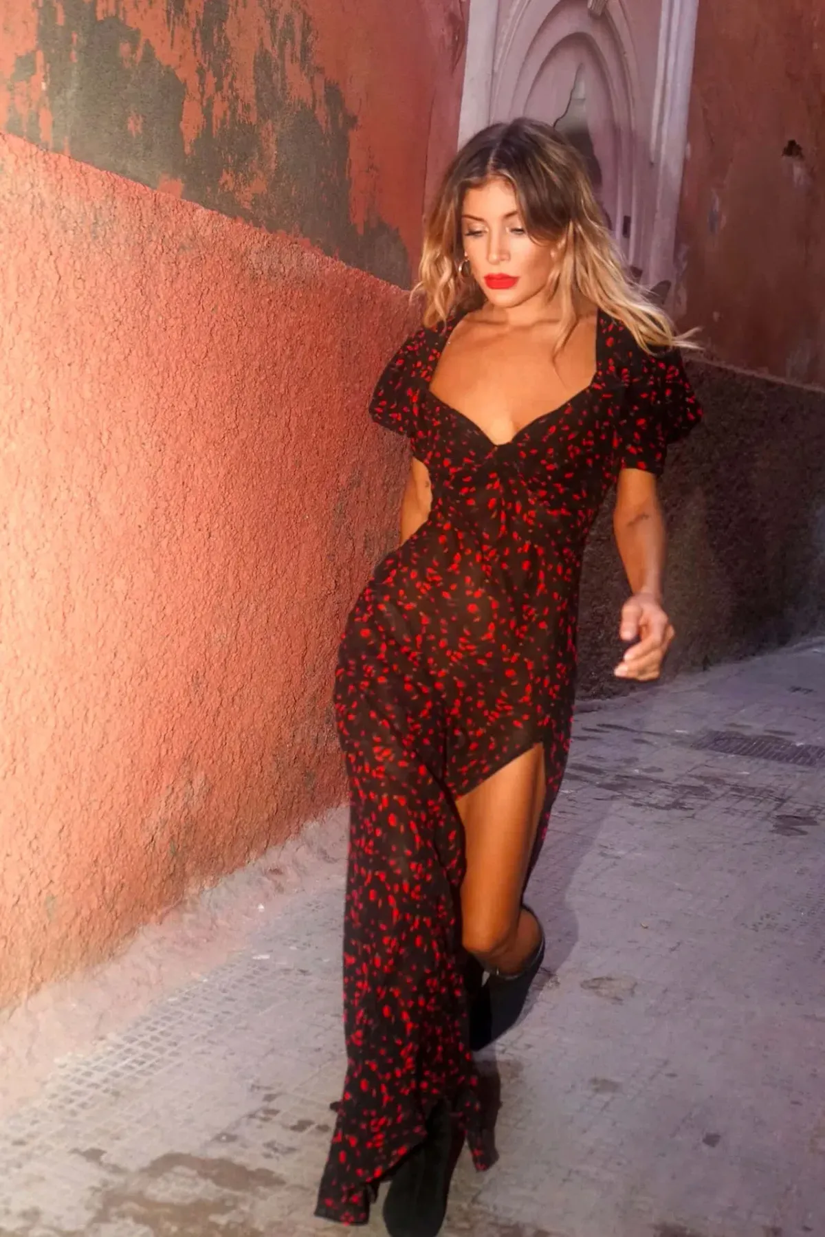 Rat & Boa Magnolia Floral Dress Black/Red Size XS / AU 6 for rent on The Volte - main image