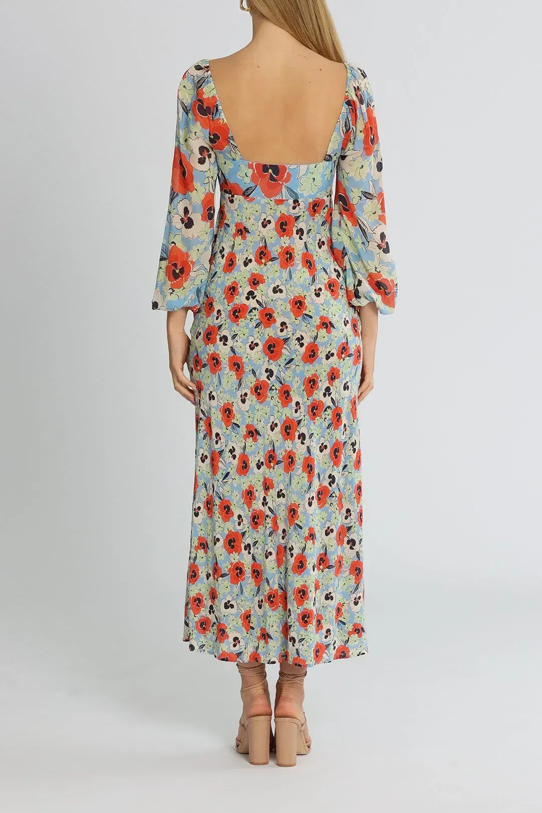 Rixo London Gio Neckline Midi Dress Floral Size 12 for rent on The Volte - main image