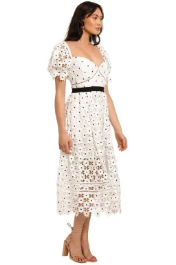 Self Portrait Daisy Lace Midi Dress in Polka Dot Size 10 for rent on The Volte - image 4
