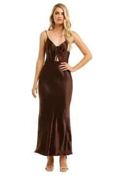 Shona Joy Wright Ruched Bias Slip Dress in Espresso Size 12 for rent on The Volte - image 1