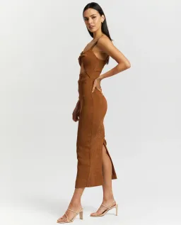 Shona Joy Simone Fitted Cut Out Midi Dress Terracotta Size 8 for rent on The Volte - image 2