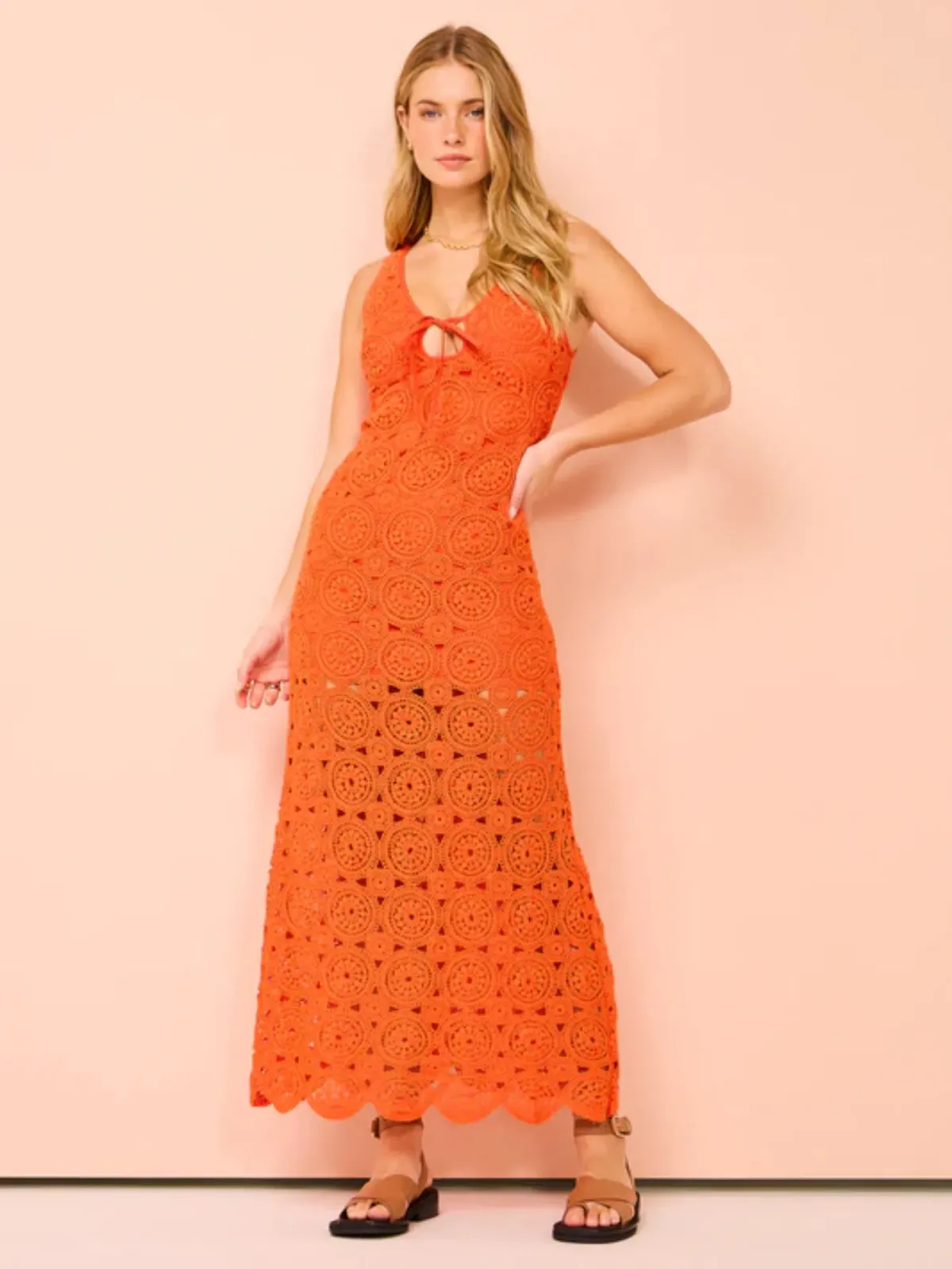 Roame Sunray Crochet Dress in Crochet Rosso Size 4 / AU 14 for rent on The Volte - main image