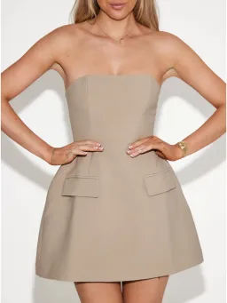 Odd Muse The Ultimate Muse Strapless Dress Taupe Size XS / AU 6 for rent on The Volte - image 3